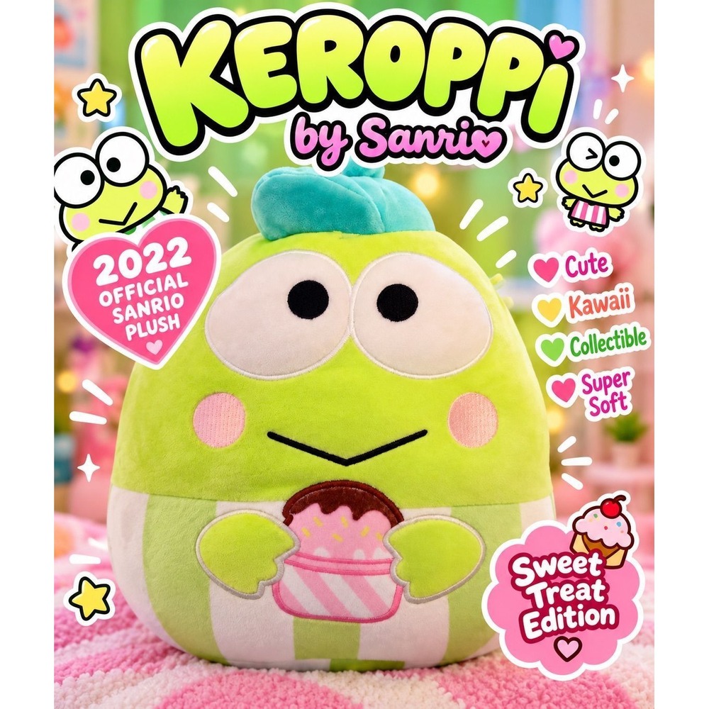 2022 Sanrio Keroppi Plush Green Frog Sweet Treat Dessert Kawaii Collectible